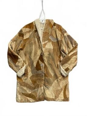 Vintage Women's Patchwork Suede and Faux Sherpa Lined Coat XL With Some Issues